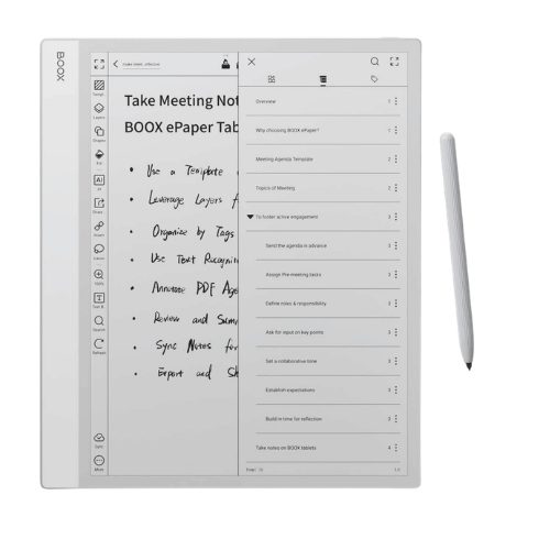 Boox Note Max large 13.3-inch e-ink tablet for PDF review and document work while traveling