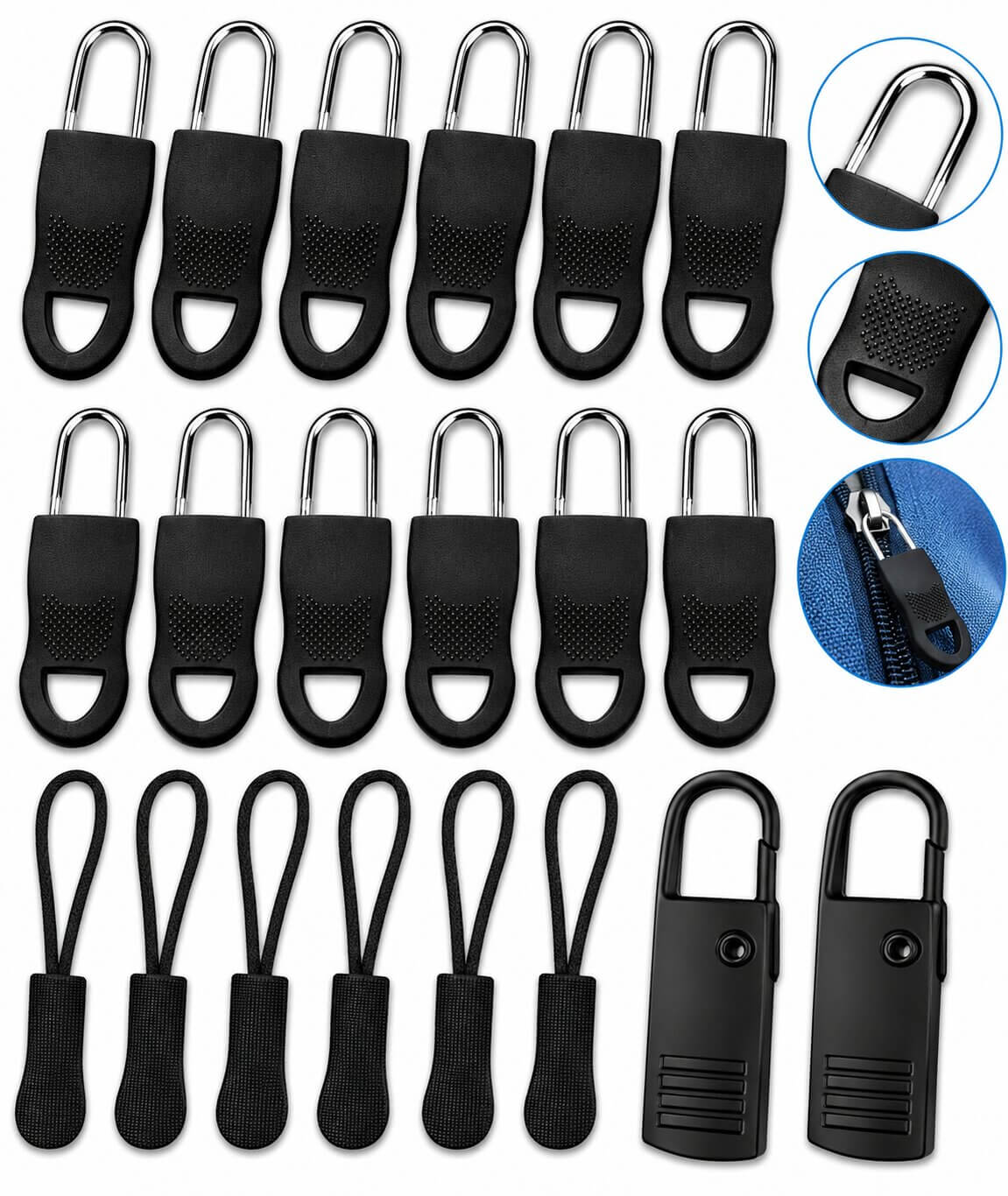 WAVEBEEXS universal zipper pull replacement pack for luggage
